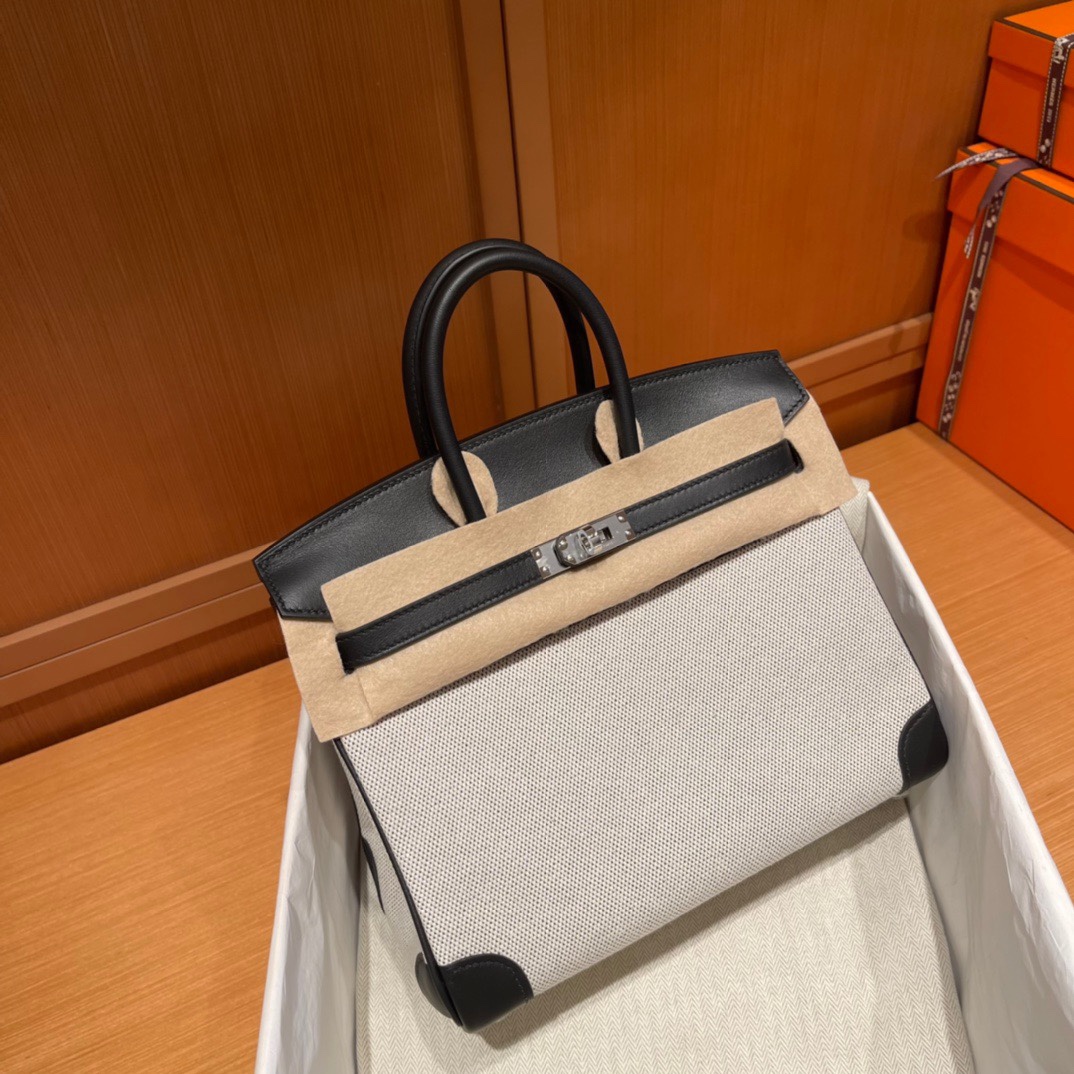 에르메스 버킨백30 톨리 블랙 은장 캔버스 스위프트